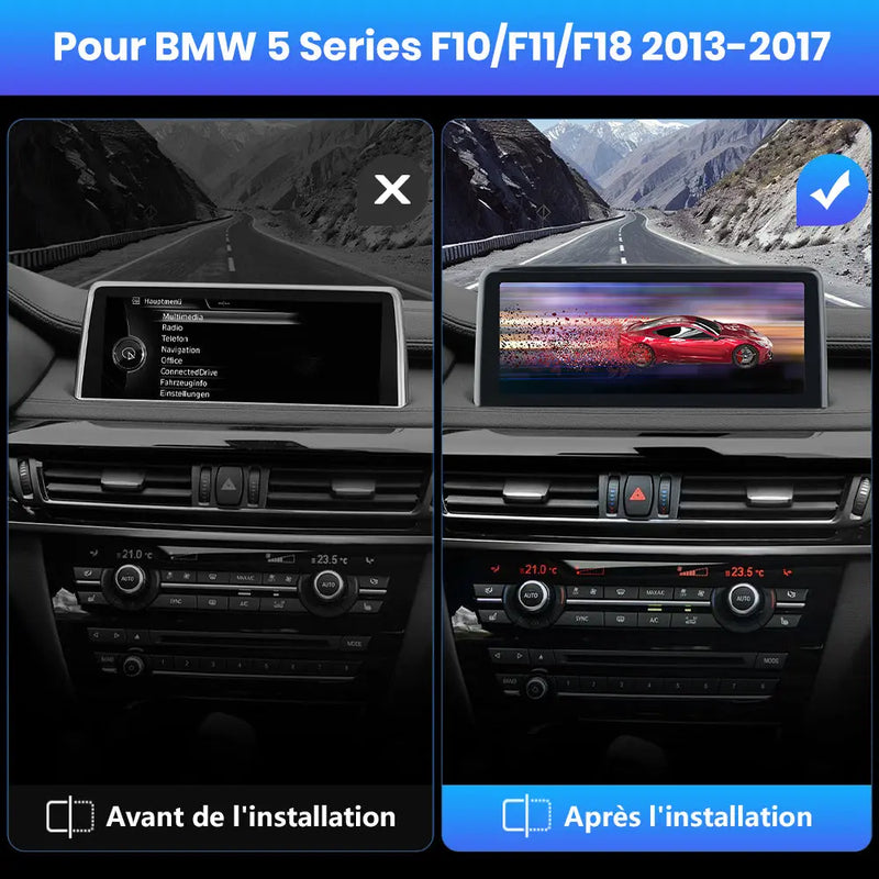 AWESAFE 10.25" Android 13 Autoradio pour Pour BMW X5 X6 Series F15/F16 2014-2016 Système NBT  - Bluetooth, Android Auto et Carplay sans fil + Câble USB AWESAFE