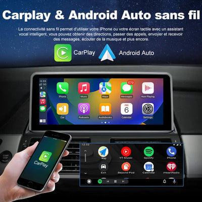 AWESAFE 10.25" Android Autoradio pour BMW X5 E70 & X6 E71 CIC (2011-2013) - Bluetooth, Android Auto & Carplay sans fil + Câble USB AWESAFE
