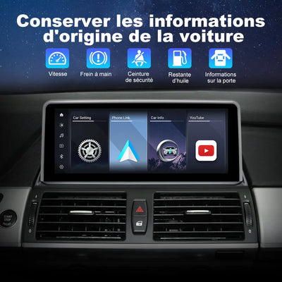 AWESAFE 10.25" Android Autoradio pour BMW X5 E70 & X6 E71 CIC (2011-2013) - Bluetooth, Android Auto & Carplay sans fil + Câble USB AWESAFE