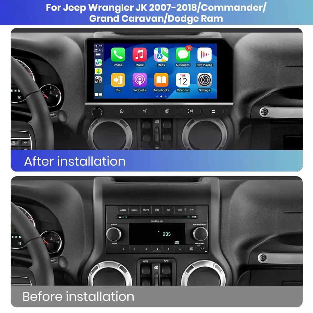 AWESAFE 10.3 inch Car Radio for Jeep Wrangler JK 2007-2018/Commander Grand Caravan/Dodge Ram,Wireless Carplay &Android Auto Mirroring Airplay SWC/AM+FM+RDS AWESAFE