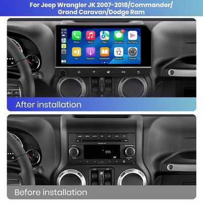 AWESAFE 10.3 inch Car Radio for Jeep Wrangler JK 2007-2018/Commander Grand Caravan/Dodge Ram,Wireless Carplay &Android Auto Mirroring Airplay SWC/AM+FM+RDS AWESAFE