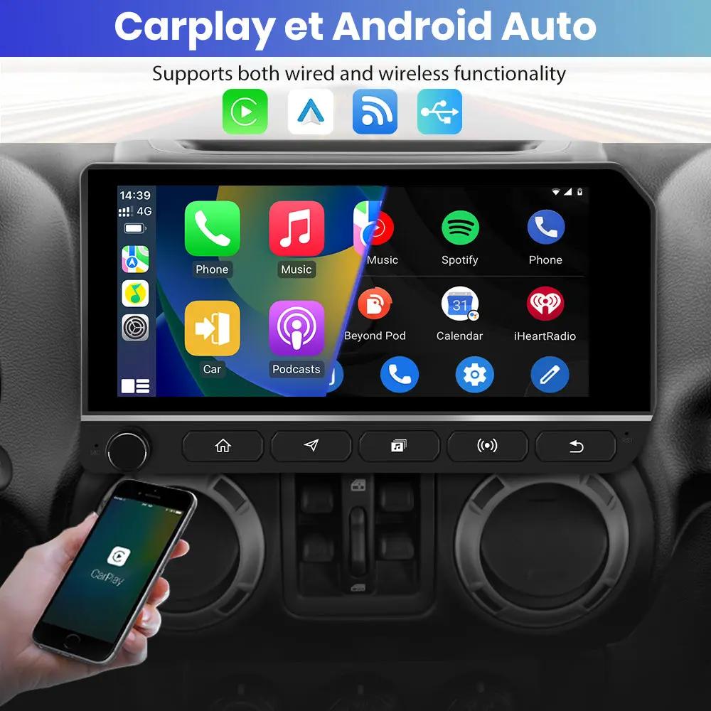 AWESAFE 10.3 inch Car Radio for Jeep Wrangler JK 2007-2018/Commander Grand Caravan/Dodge Ram,Wireless Carplay &Android Auto Mirroring Airplay SWC/AM+FM+RDS AWESAFE