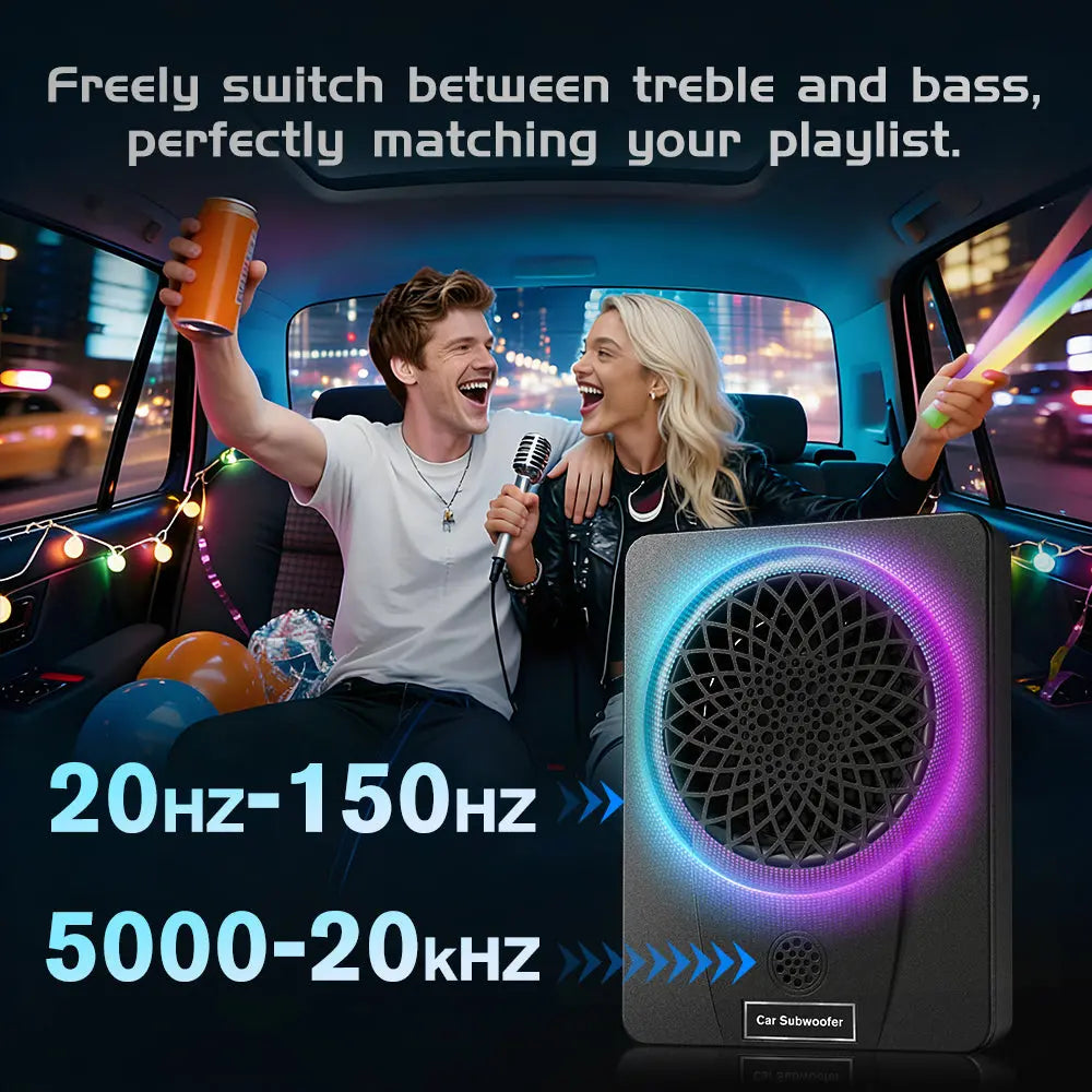 AWESAFE 1000w Slim Under Seat Subwoofers with Twitter,Car Subwoofer amp with Ambient Light,2.6" Height Amplified Subs High/Low Level Input for Car/Truck Audio,Powered Subwoofer and Amp Package Wire Kit Deep Bass Clear Treble AWESAFE