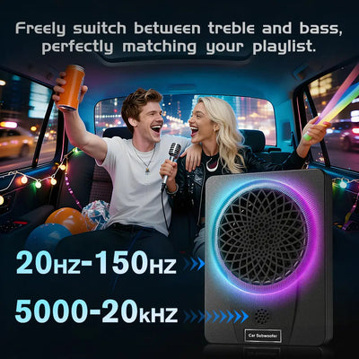 AWESAFE 1000w Slim Under Seat Subwoofers with Twitter,Car Subwoofer amp with Ambient Light,2.6" Height Amplified Subs High/Low Level Input for Car/Truck Audio,Powered Subwoofer and Amp Package Wire Kit Deep Bass Clear Treble AWESAFE
