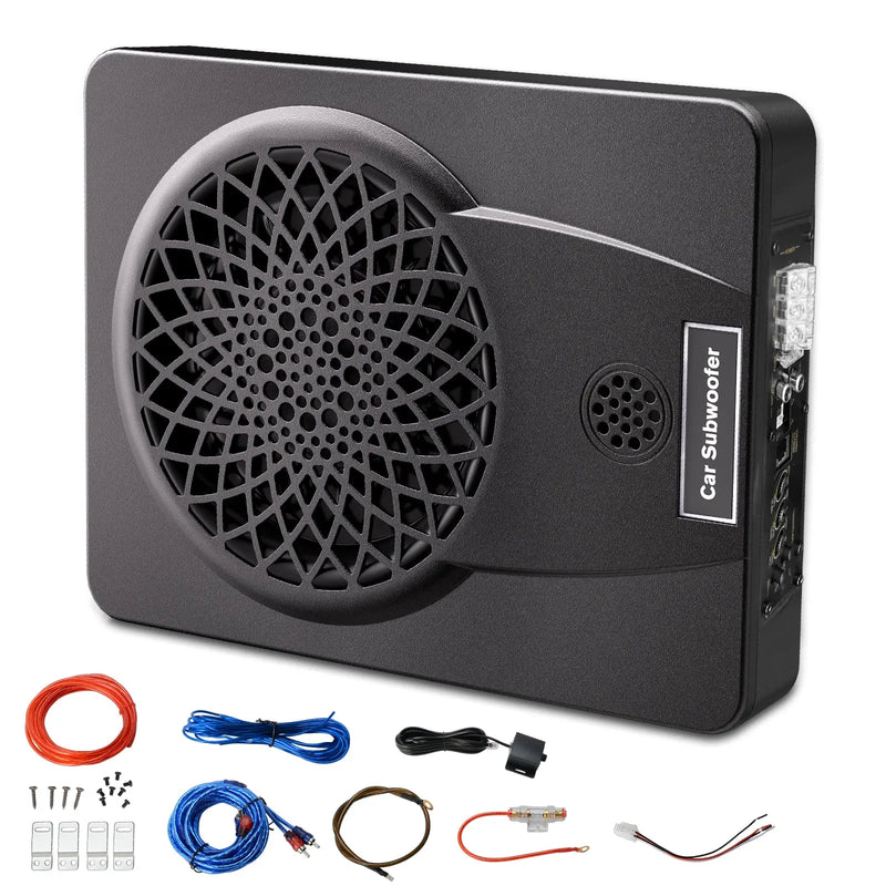 AWESAFE 1000w Slim Under Seat Subwoofers with Twitter,Car Subwoofer amp with Ambient Light,2.6" Height Amplified Subs High/Low Level Input for Car/Truck Audio,Powered Subwoofer and Amp Package Wire Kit Deep Bass Clear Treble AWESAFE