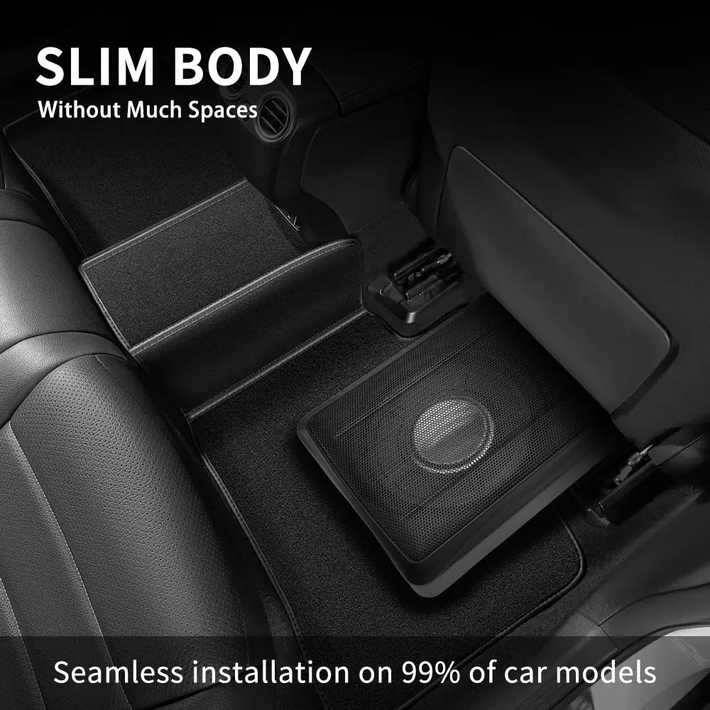 AWESAFE 10" 1200W Powered Car Subwoofer with Built-in Amplifier, 220W RMS, 20Hz-150Hz, Slim Under Seat Design, High/Low Level Input, Ideal for Cars and Trucks 2025 (Subwoofer + Mounting Wire Kit) Black AWESAFE