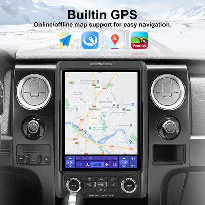 AWESAFE 12.1 Inch Car Radio Stereo for 2013 2014 Ford F-150,4G+64G Qualcomm Chip Headunit with Built-in GPS Bluetooth Wireless Carplay & Android Auto AWESAFE