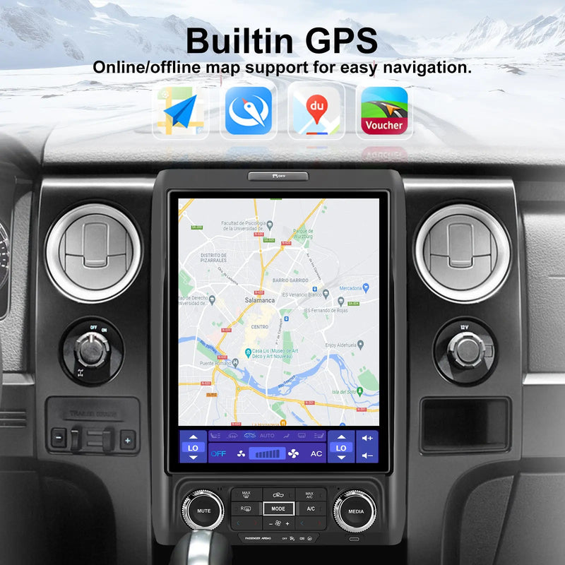 AWESAFE 12.1 Inch Car Radio Stereo for 2013 2014 Ford F-150,4G+64G Qualcomm Chip Headunit with Built-in GPS Bluetooth Wireless Carplay & Android Auto AWESAFE