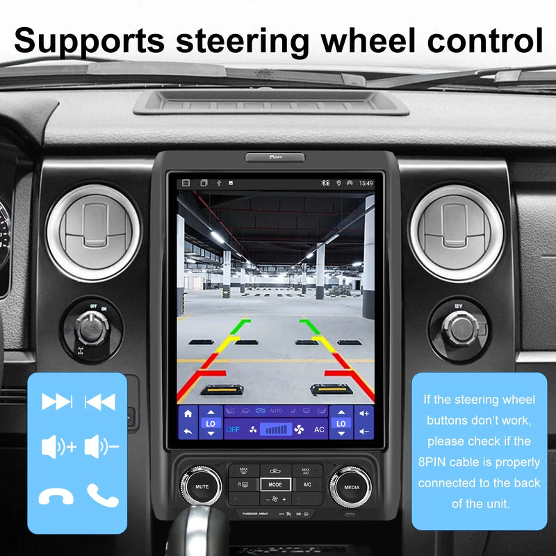 AWESAFE 12.1 Inch Car Radio Stereo for 2013 2014 Ford F-150,4G+64G Qualcomm Chip Headunit with Built-in GPS Bluetooth Wireless Carplay & Android Auto AWESAFE