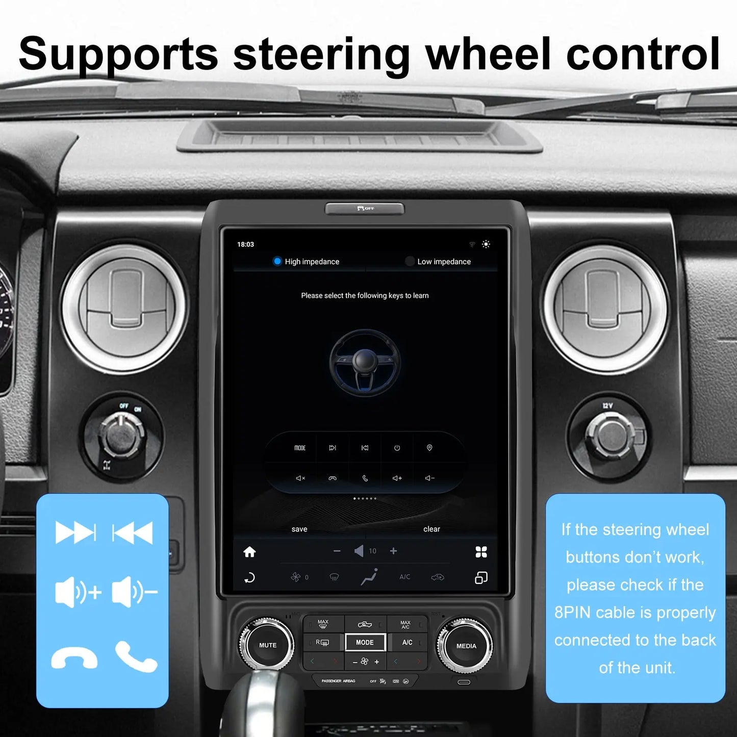 AWESAFE 12.1 Inch Car Radio Stereo for 2013 2014 Ford F-150,4G+64G Qualcomm Chip Headunit with Built-in GPS Bluetooth Wireless Carplay & Android Auto AWESAFE