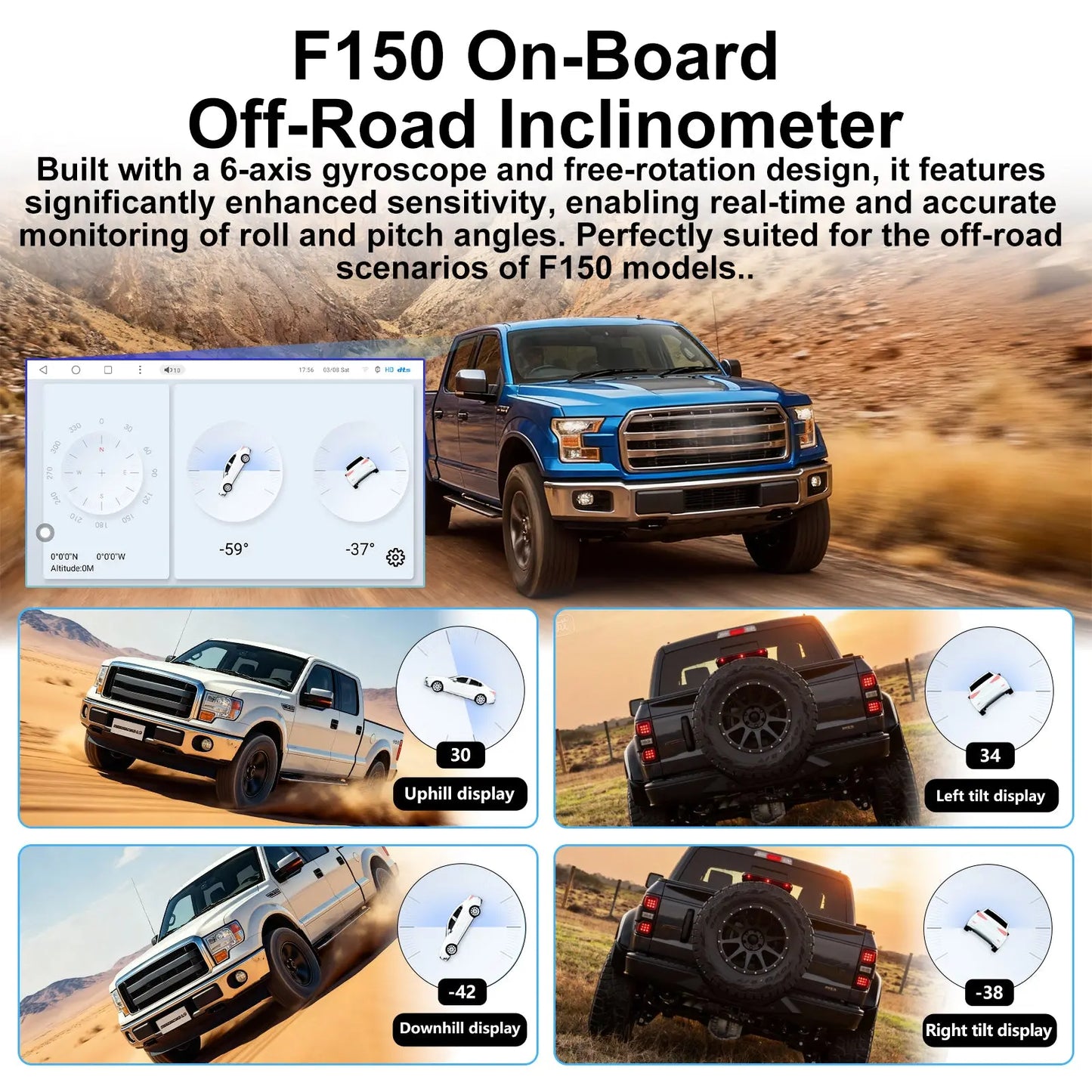 AWESAFE 12.1 Inch Car Radio Stereo for 2013 2014 Ford F-150,4G+64G Qualcomm Chip Headunit with Built-in GPS Bluetooth Wireless Carplay & Android Auto AWESAFE