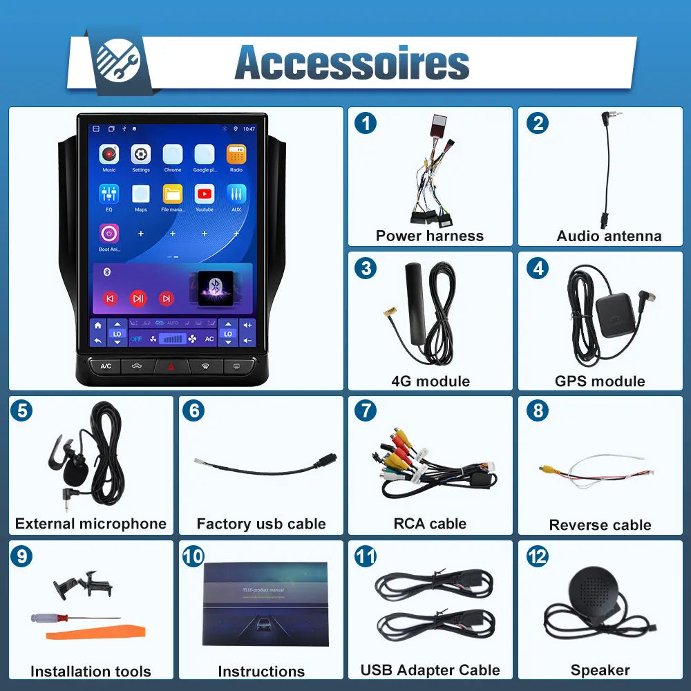 AWESAFE 12.1 Inch Car Radio Upgrade for Dodge RAM 1500/2500/3500 2019-2023,Touch Screen, Android System, 8 Core+64GB ROM, Split Screen, CarPlay & Android Auto, SWC, DSP, Bluetooth/4G/WiFi AWESAFE