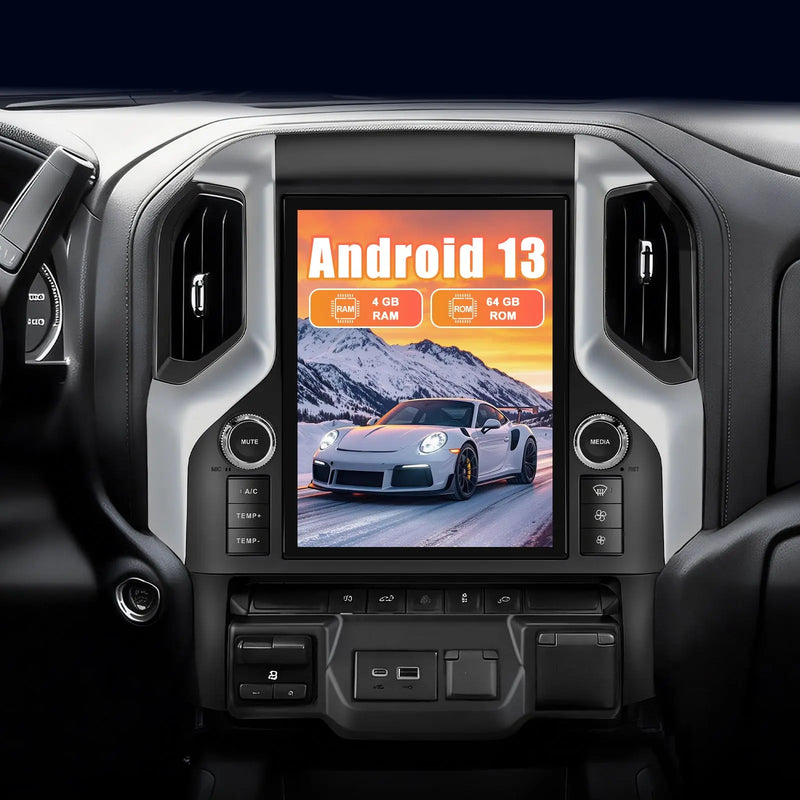 AWESAFE 12.1" Qualcomm 8-core Car Radio Android 13 for Chevy Silverado GMC Sierra 2013-2019 Head Unit with Dual Bluetooth CarPlay Android Auto GPS Navigation FM AM DSP Gyroscope Function AWESAFE