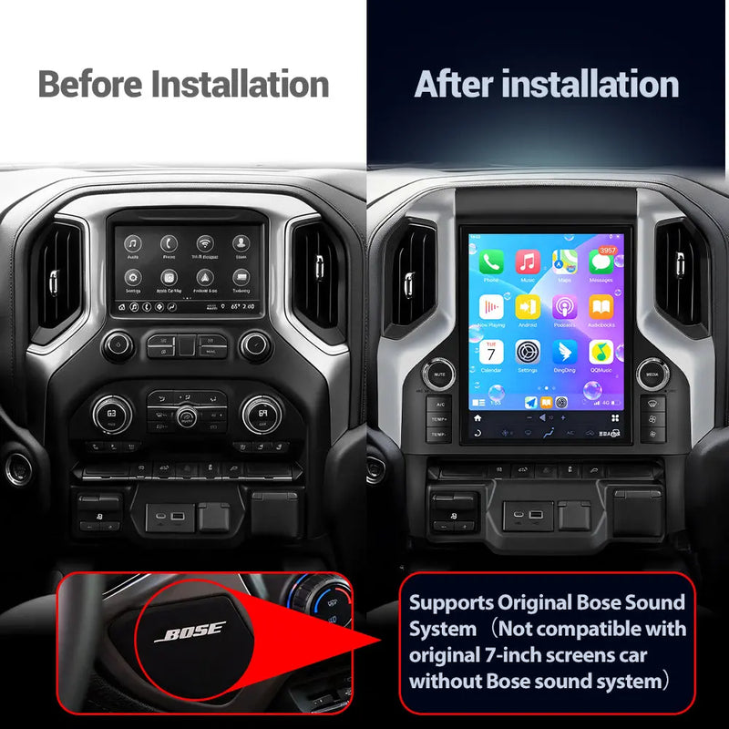 AWESAFE 12.1" Qualcomm 8-core Car Radio Android 13 for Chevy Silverado GMC Sierra 2013-2019 Head Unit with Dual Bluetooth CarPlay Android Auto GPS Navigation FM AM DSP Gyroscope Function AWESAFE