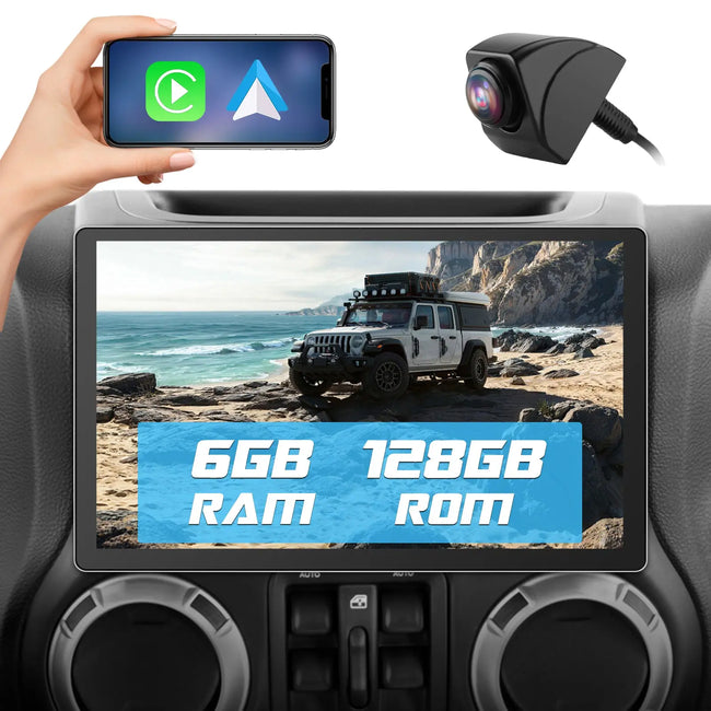 AWESAFE 13 Car Stereo with Wireless CarPlay & Android Auto for Jeep Wrangler Unlimited Compa 2005-2018 AWESAFE