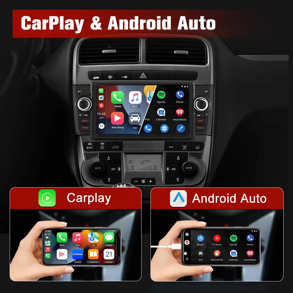 AWESAFE 1DIN Autoradio Android 13 con Schermo Touchscreen 7 Pollici - Per Fiat Grande Punto 2005-2012 - Bluetooth, FM, 4G, CarPlay Wireless e Android Auto - Memoria 2+64GB AWESAFE