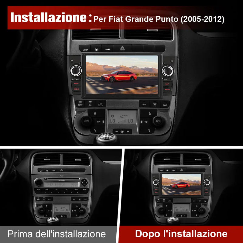 AWESAFE 1DIN Autoradio Android 13 con Schermo Touchscreen 7 Pollici - Per Fiat Grande Punto 2005-2012 - Bluetooth, FM, 4G, CarPlay Wireless e Android Auto - Memoria 2+64GB AWESAFE
