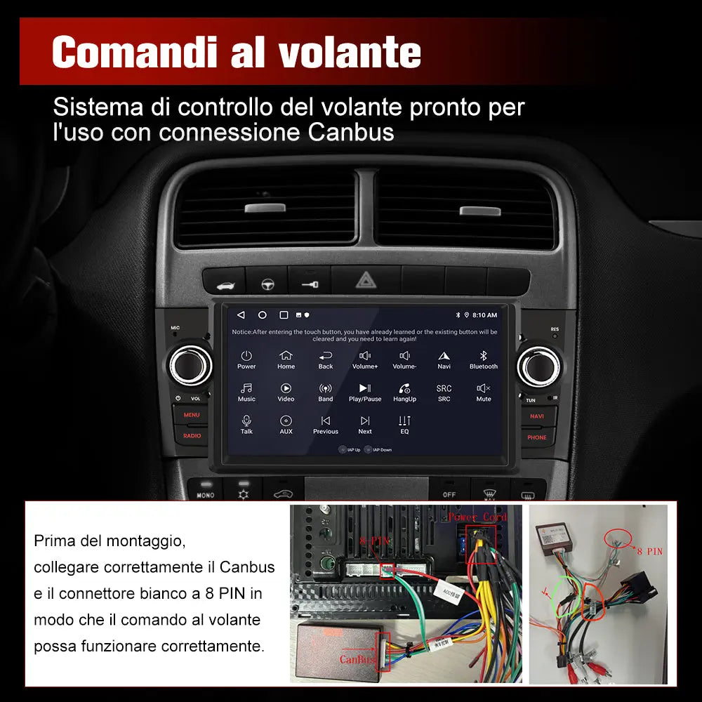 AWESAFE 1DIN Autoradio Android 13 con Schermo Touchscreen 7 Pollici - Per Fiat Grande Punto 2005-2012 - Bluetooth, FM, 4G, CarPlay Wireless e Android Auto - Memoria 2+64GB AWESAFE