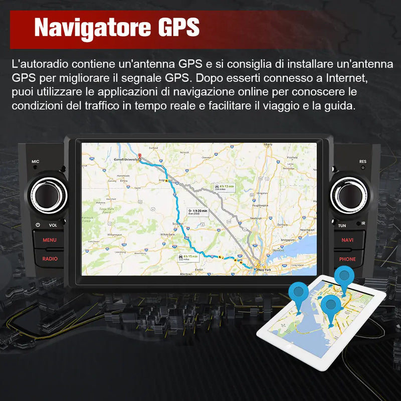 AWESAFE 1DIN Autoradio Android 13 con Schermo Touchscreen 7 Pollici - Per Fiat Grande Punto 2005-2012 - Bluetooth, FM, 4G, CarPlay Wireless e Android Auto - Memoria 2+64GB AWESAFE