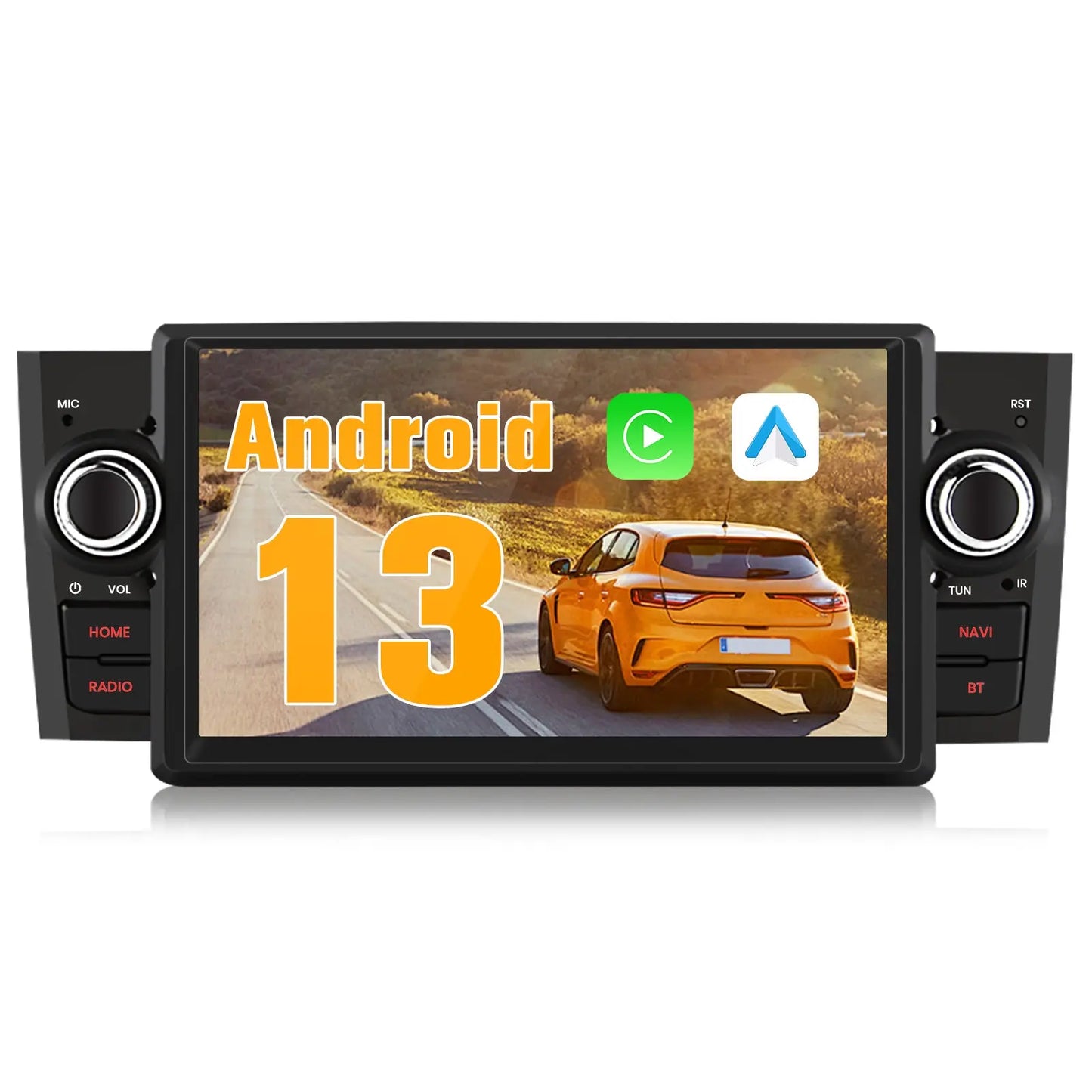 AWESAFE 1DIN Autoradio Android 13 con Schermo Touchscreen 7 Pollici - Per Fiat Grande Punto 2005-2012 - Bluetooth, FM, 4G, CarPlay Wireless e Android Auto - Memoria 4+64GB AWESAFE
