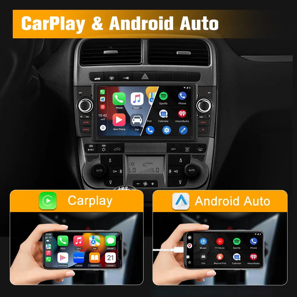 AWESAFE 1DIN Autoradio Android 13 con Schermo Touchscreen 7 Pollici - Per Fiat Grande Punto 2005-2012 - Bluetooth, FM, 4G, CarPlay Wireless e Android Auto - Memoria 4+64GB AWESAFE