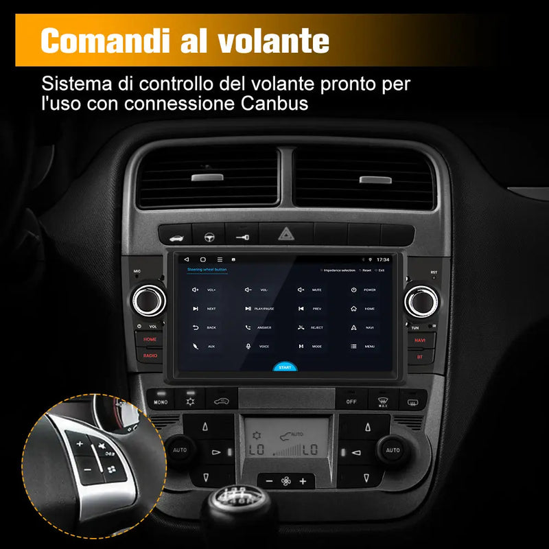AWESAFE 1DIN Autoradio Android 13 con Schermo Touchscreen 7 Pollici - Per Fiat Grande Punto 2005-2012 - Bluetooth, FM, 4G, CarPlay Wireless e Android Auto - Memoria 4+64GB AWESAFE