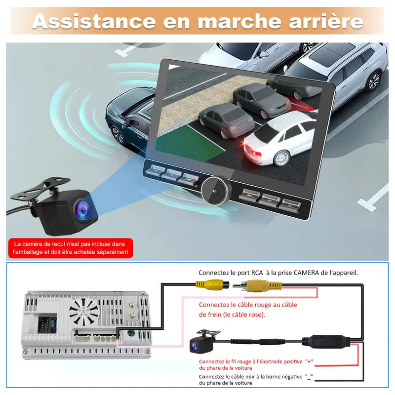 AWESAFE 2 DIN Autoradio Android 13 - Écran Tactile Orientable 10,6" 4+64GB - Bluetooth/FM/AM/WiFi/4G Universel AWESAFE