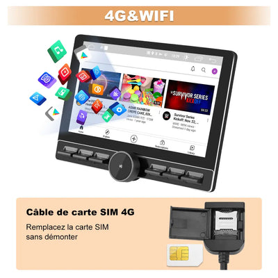 AWESAFE 2 DIN Autoradio Android 13 - Écran Tactile Orientable 10,6" 4+64GB - Bluetooth/FM/AM/WiFi/4G Universel AWESAFE