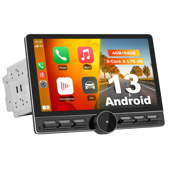 AWESAFE 2 DIN Autoradio Android 13 con Schermo Touchscreen Orientabile da 10,6 Pollici - 4+64GB - Bluetooth, FM, AM, WiFi, 4G AWESAFE