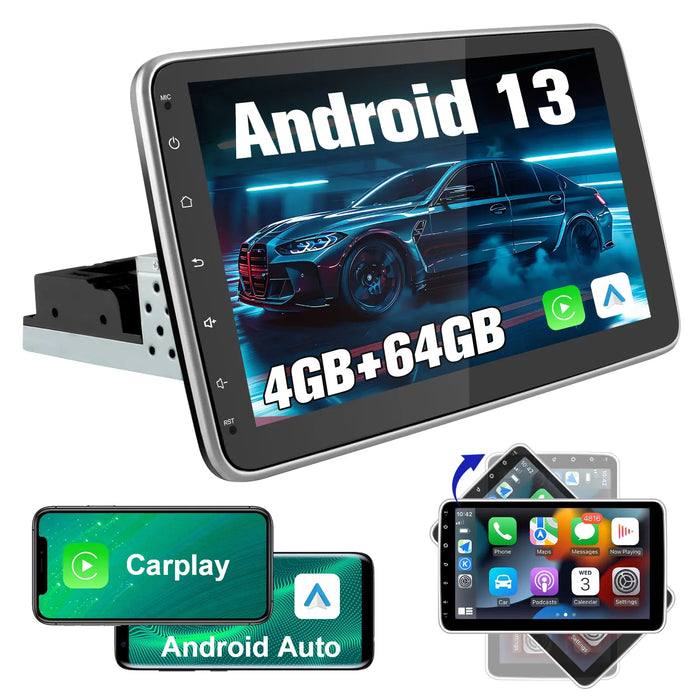 AWESAFE 2 DIN Autoradio mit Navi und Rückfahrkamer,Unterstützt DAB+,Android auto&Apple Carplay,10.1  Zoll Android 13 Radio mit 90° drehbarer Bildschirm AWESAFE