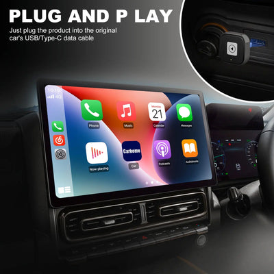 AWESAFE 2-in-1 Wireless CarPlay Adapter Support Apple CarPlay & Android Auto, Mini Bluetooth USB A & USB C Dongle Convert Wired to Wireless Compatible with iPhone & Android AWESAFE