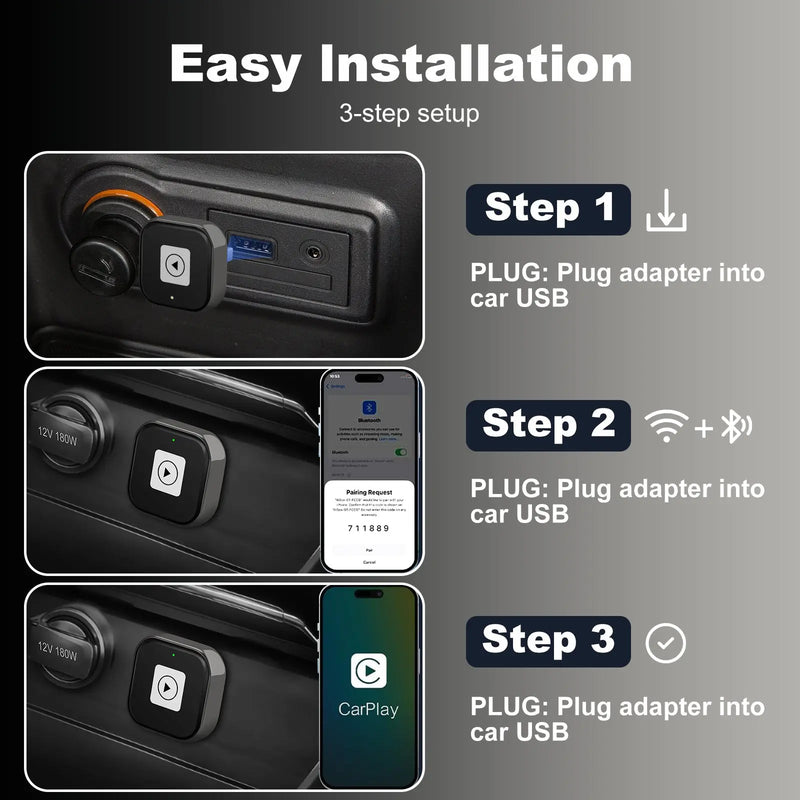 AWESAFE 2-in-1 Wireless CarPlay Adapter Support Apple CarPlay & Android Auto, Mini Bluetooth USB A & USB C Dongle Convert Wired to Wireless Compatible with iPhone & Android AWESAFE