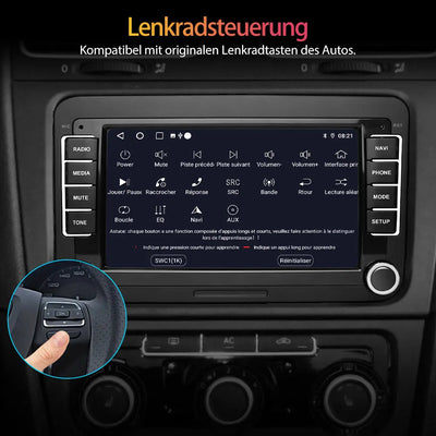 AWESAFE 2DIN 7 Zoll Touchscreen Autoradio für VW Polo Caddy, Seat, Skoda,Golf,mit Navigation, unterstützt Bluetooth, Carplay, Mirrorlink, WLAN, USB,FM, 2G+32G AWESAFE
