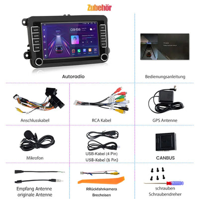 AWESAFE 2DIN 7 Zoll Touchscreen Autoradio für VW Polo Caddy, Seat, Skoda,Golf,mit Navigation, unterstützt Bluetooth, Carplay, Mirrorlink, WLAN, USB,FM, 2G+32G AWESAFE