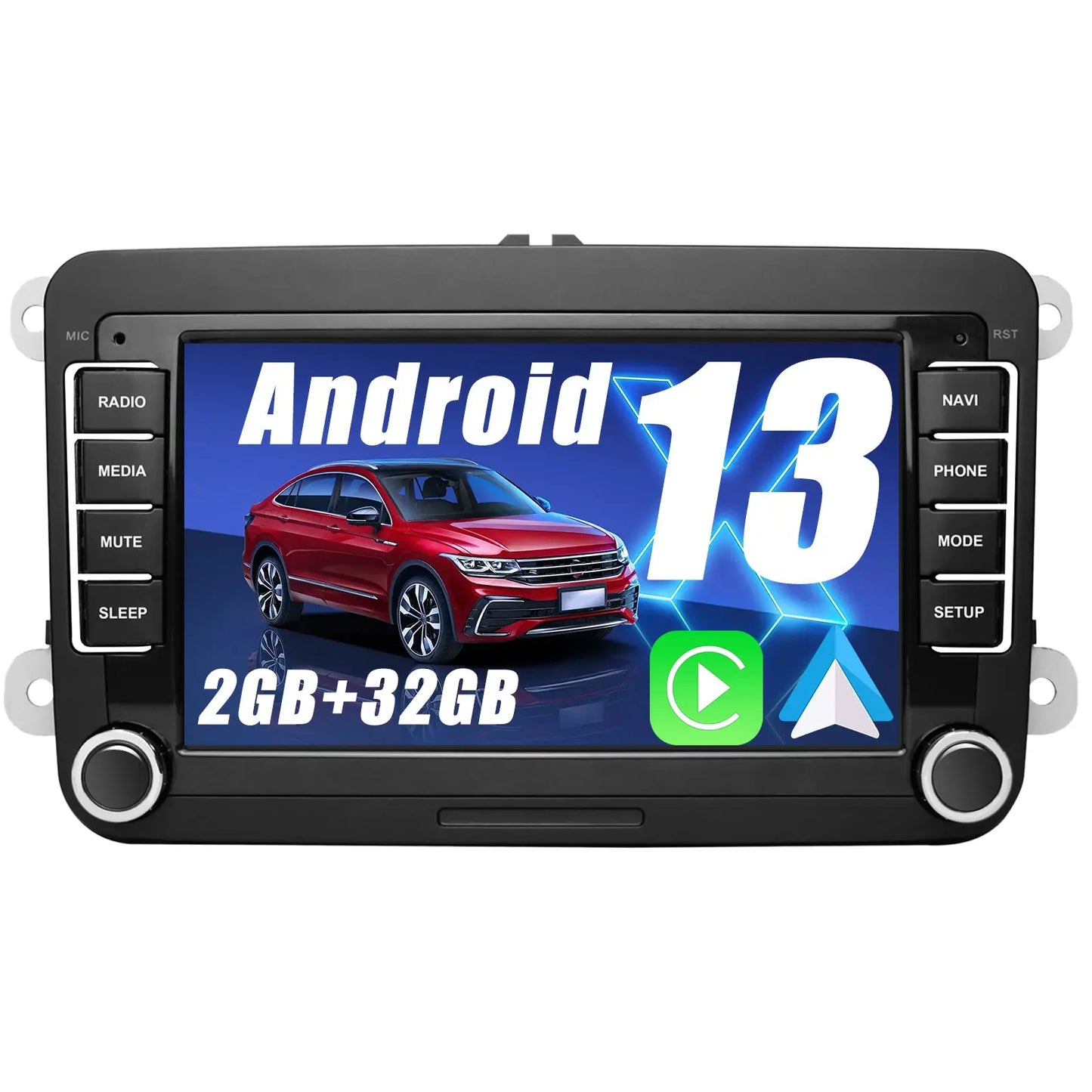 AWESAFE 2DIN 7 Zoll Touchscreen Autoradio für VW Polo Caddy, Seat, Skoda,Golf,mit Navigation, unterstützt Bluetooth, Carplay, Mirrorlink, WLAN, USB,FM, 2G+32G AWESAFE