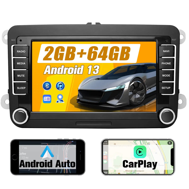 AWESAFE 2DIN 7 Zoll Touchscreen Autoradio für VW Polo Caddy, Seat, Skoda,Golf,mit Navigation, unterstützt Bluetooth, Carplay, Mirrorlink, WLAN, USB,FM, 2G+32G AWESAFE