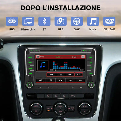 AWESAFE 2DIN Autoradio con Schermo Touchscreen 7 Pollici - Per Volkswagen Polo/Seat/Golf/EOS/Caddy/Skoda - Bluetooth, FM, AM, Lettore CD e DVD AWESAFE