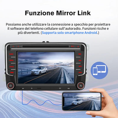 AWESAFE 2DIN Autoradio con Schermo Touchscreen 7 Pollici - Per Volkswagen Polo/Seat/Golf/EOS/Caddy/Skoda - Bluetooth, FM, AM, Lettore CD e DVD AWESAFE