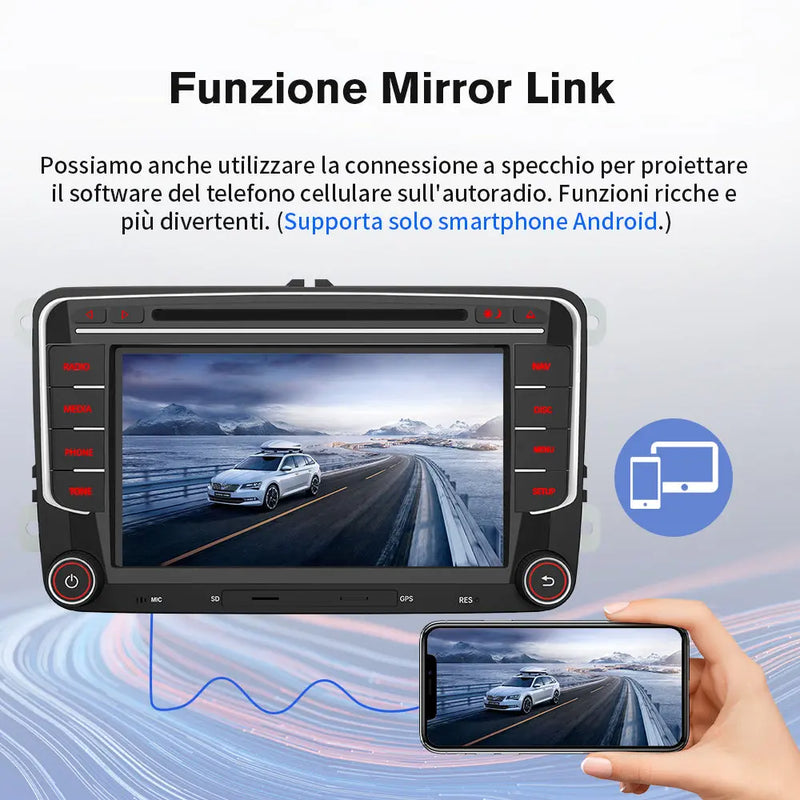 AWESAFE 2DIN Autoradio con Schermo Touchscreen 7 Pollici - Per Volkswagen Polo/Seat/Golf/EOS/Caddy/Skoda - Bluetooth, FM, AM, Lettore CD e DVD AWESAFE