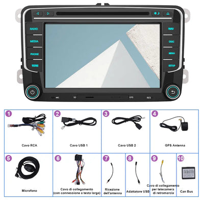 AWESAFE 2DIN Autoradio con Schermo Touchscreen 7 Pollici - Per Volkswagen Polo/Seat/Golf/EOS/Caddy/Skoda - Bluetooth, FM, AM, Lettore CD e DVD AWESAFE
