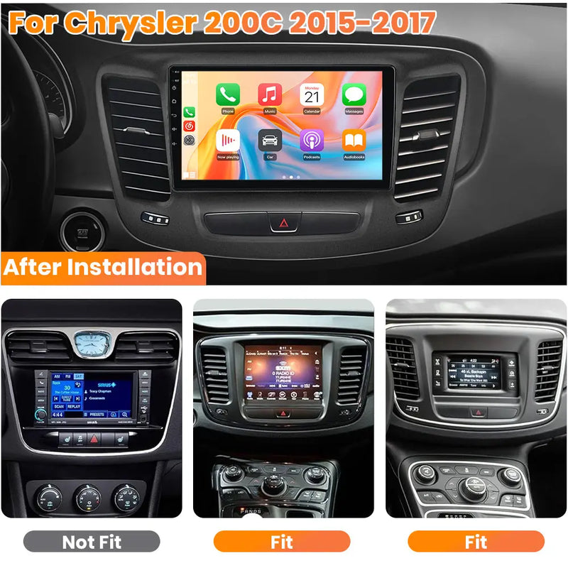 AWESAFE 2GB+64GB Android 13 Car Radio Stereo for Chrysler 200 200C 200S 2015-2017, with CarPlay&Android Auto Bluetooth GPS Navigation Backup Camera SWC AWESAFE SHOP
