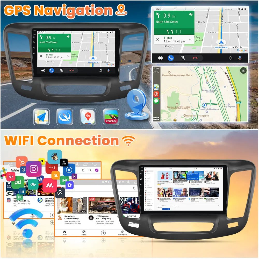 AWESAFE 2GB+64GB Android 13 Car Radio Stereo for Chrysler 200 200C 200S 2015-2017, with CarPlay&Android Auto Bluetooth GPS Navigation Backup Camera SWC AWESAFE SHOP