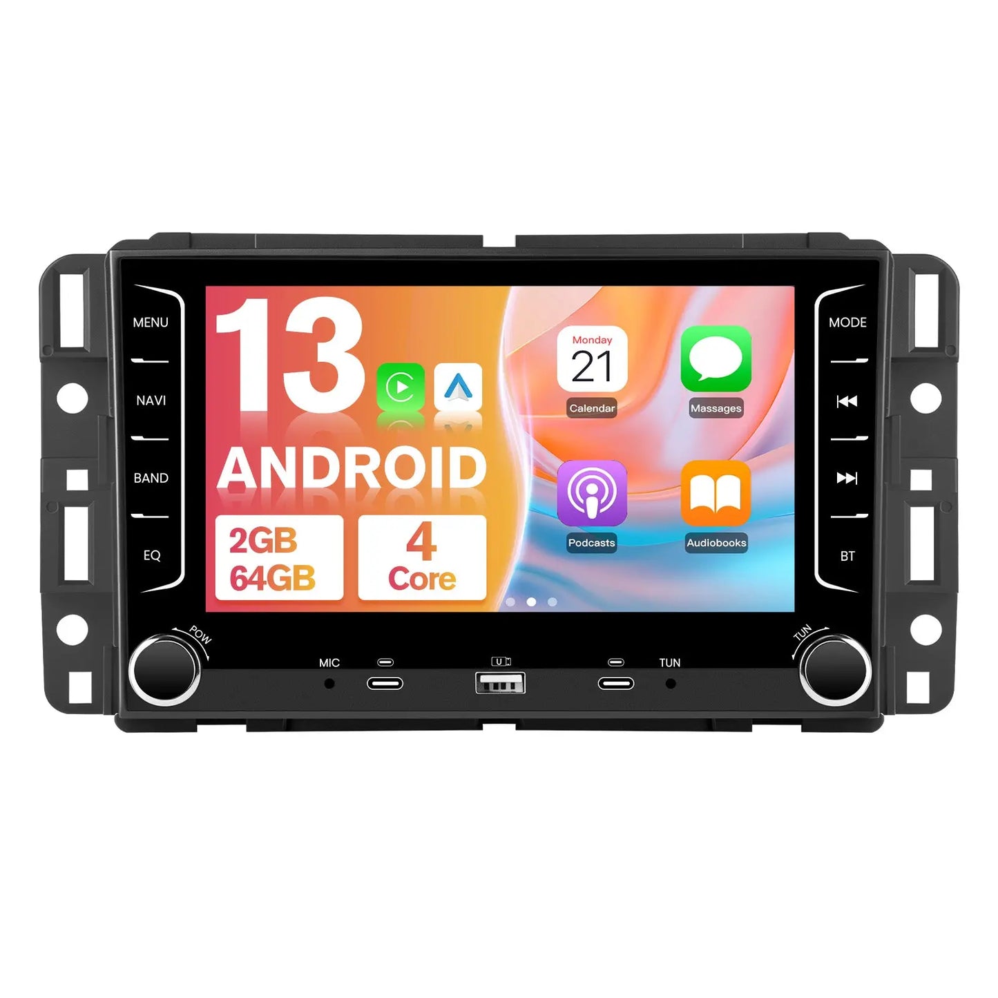 AWESAFE 4Core 64GB Car Radio for Chevy Silverado 1500 2500 3500 2007-2013,for Silverado GMC Sierra Acadia Touch Screen Android Stereo, CarPlay Android Auto, AM FM DSP, Backup Camera AWESAFE