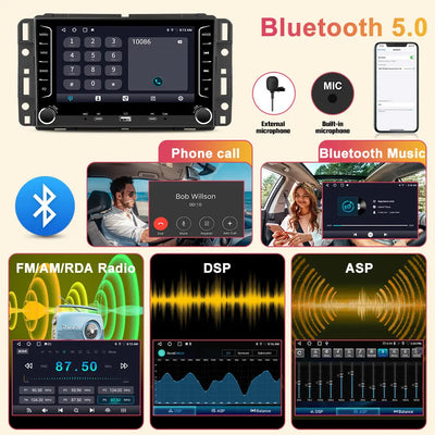 AWESAFE 4Core 64GB Car Radio for Chevy Silverado 1500 2500 3500 2007-2013,for Silverado GMC Sierra Acadia Touch Screen Android Stereo, CarPlay Android Auto, AM FM DSP, Backup Camera AWESAFE