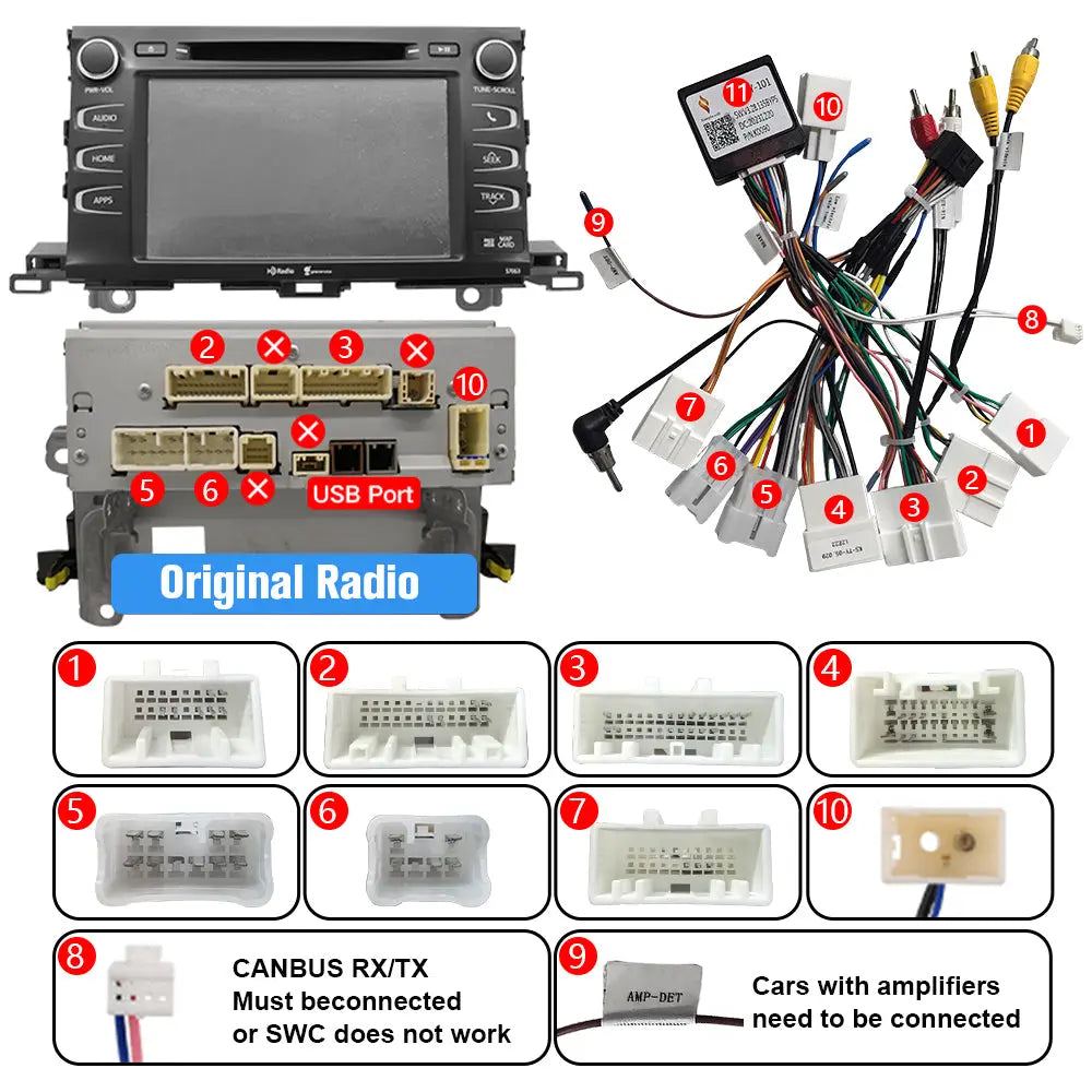 AWESAFE 4GB+64GB Andriod 13 Car Radio Stereo for Toyota Highlander 2014-2019 ,10.1 inch TouchScreen Radio with Built in Wireless Carplay Android Auto GPS Navigation & WiFi AWESAFE