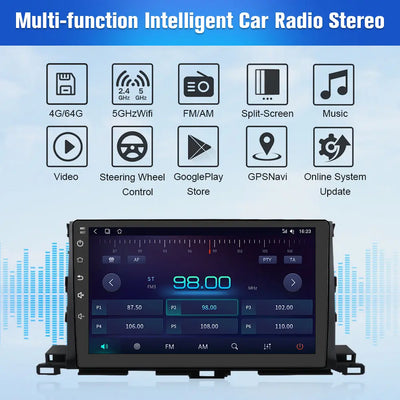 AWESAFE 4GB+64GB Andriod 13 Car Radio Stereo for Toyota Highlander 2014-2019 ,10.1 inch TouchScreen Radio with Built in Wireless Carplay Android Auto GPS Navigation & WiFi AWESAFE