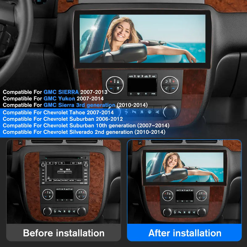 AWESAFE 4G+64G Android 13 Car Radio Stereo for GMC Sierra Yukon Chevrolet Silverado Tahoe Suburban, 12.3 inch Touch Screen Head Unit Radio with Wireless Carplay/Android Auto AWESAFE