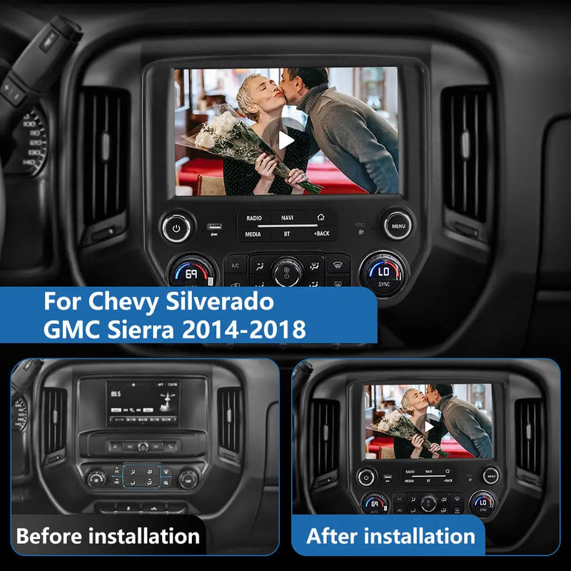 AWESAFE 4+64G Car Radio Stereo for Chevy Silverado GMC Sierra 2014-2018 Android 13 Wireless CarPlay Android Auto Bluetooth GPS Navigation AWESAFE