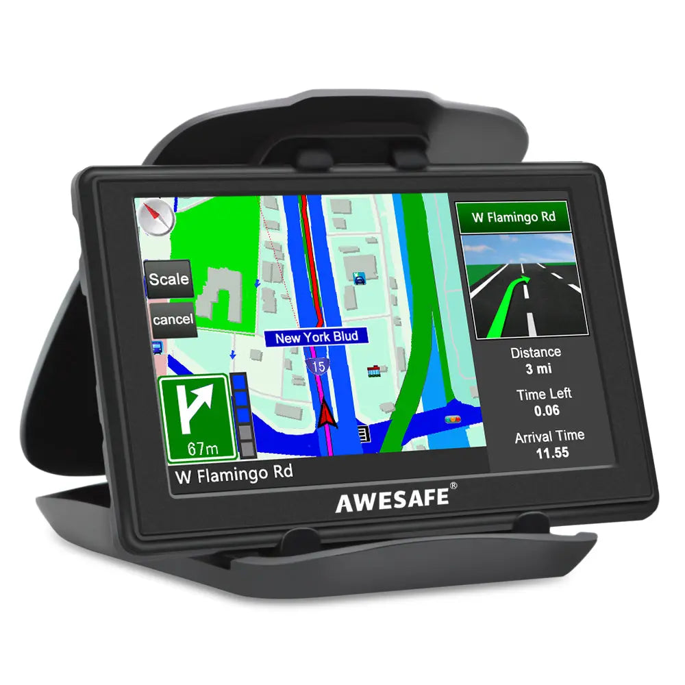AWESAFE 5 Zoll GPS Navigationsgerät für Auto mit Bluetooth Sprachführung inkl Montagehalterung 2025 Europa Karte Jährliche Kostenlose Updates AWESAFE