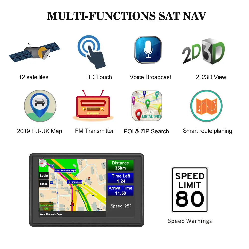 AWESAFE 5 inch GPS Navigation for Cars Australia Sat Nav for Trucks Lorry 2026 Maps POI Postcode Speed Camera Alerts AWESAFE